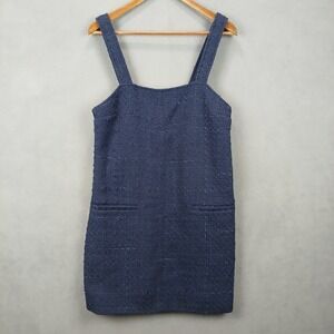 Abercrombie & Fitch Tweed Mini Dress Women 8/M Navy Blue Lined Cotton Sleeveless
